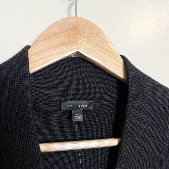 Talbots Womens Black Cardigan Blazer Long Pockets Cotton Modal‎ XL NWT - Picture 2 of 9